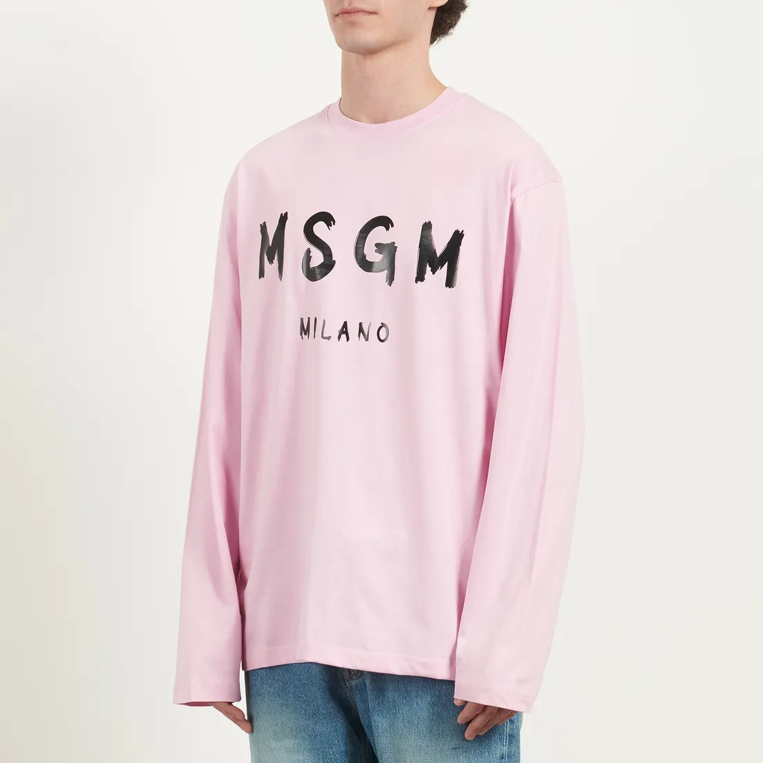 MSGM Мужской лонгслив MSGM Brush Stroke Print Logo