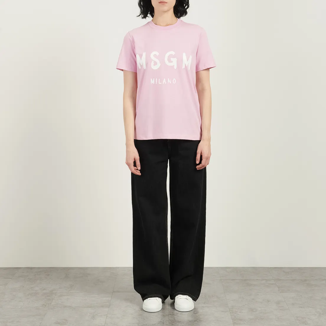 MSGM Женская футболка MSGM Brush Stroke Print Logo