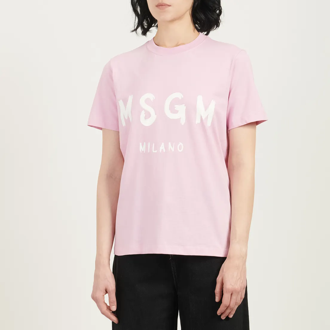MSGM Женская футболка MSGM Brush Stroke Print Logo