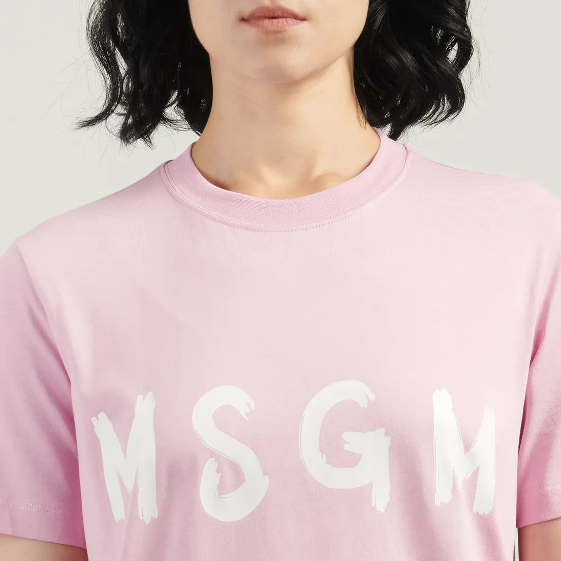 MSGM Женская футболка MSGM Brush Stroke Print Logo