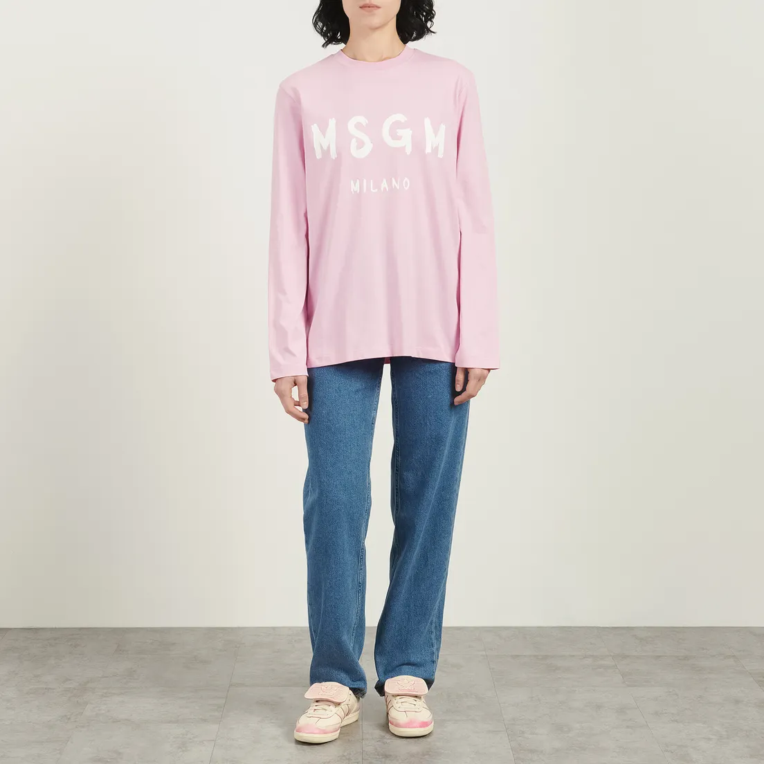 MSGM Женский лонгслив MSGM Brush Stroke Print Logo