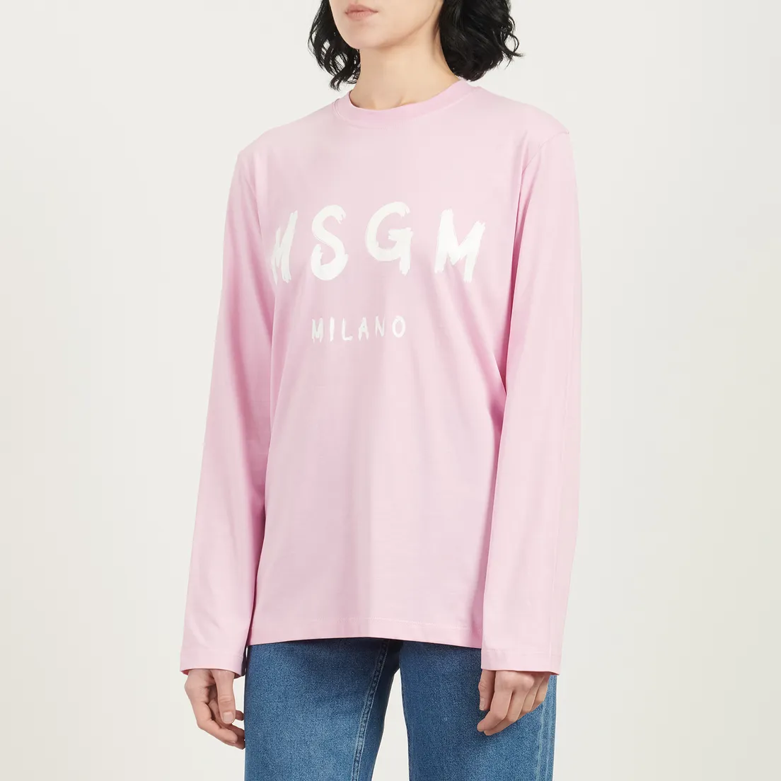 MSGM Женский лонгслив MSGM Brush Stroke Print Logo