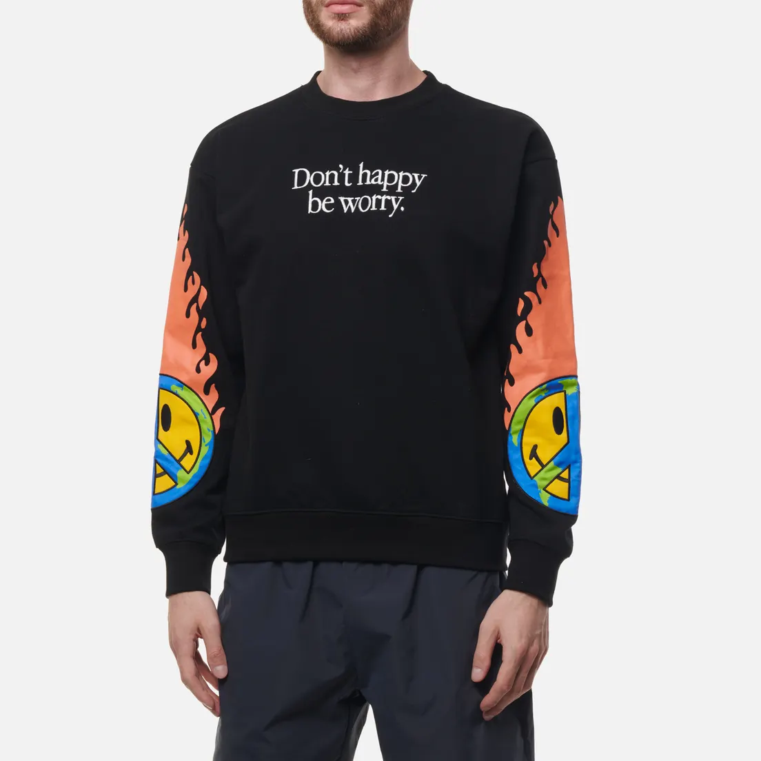 MARKET Мужская толстовка Smiley Earth On Fire Crew Neck