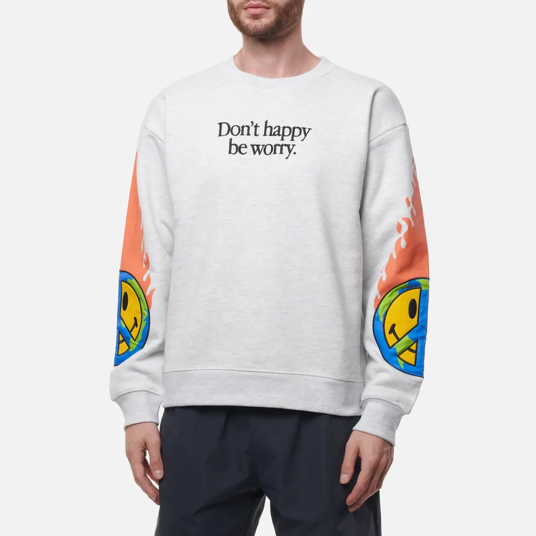 MARKET Мужская толстовка Smiley Earth On Fire Crew Neck