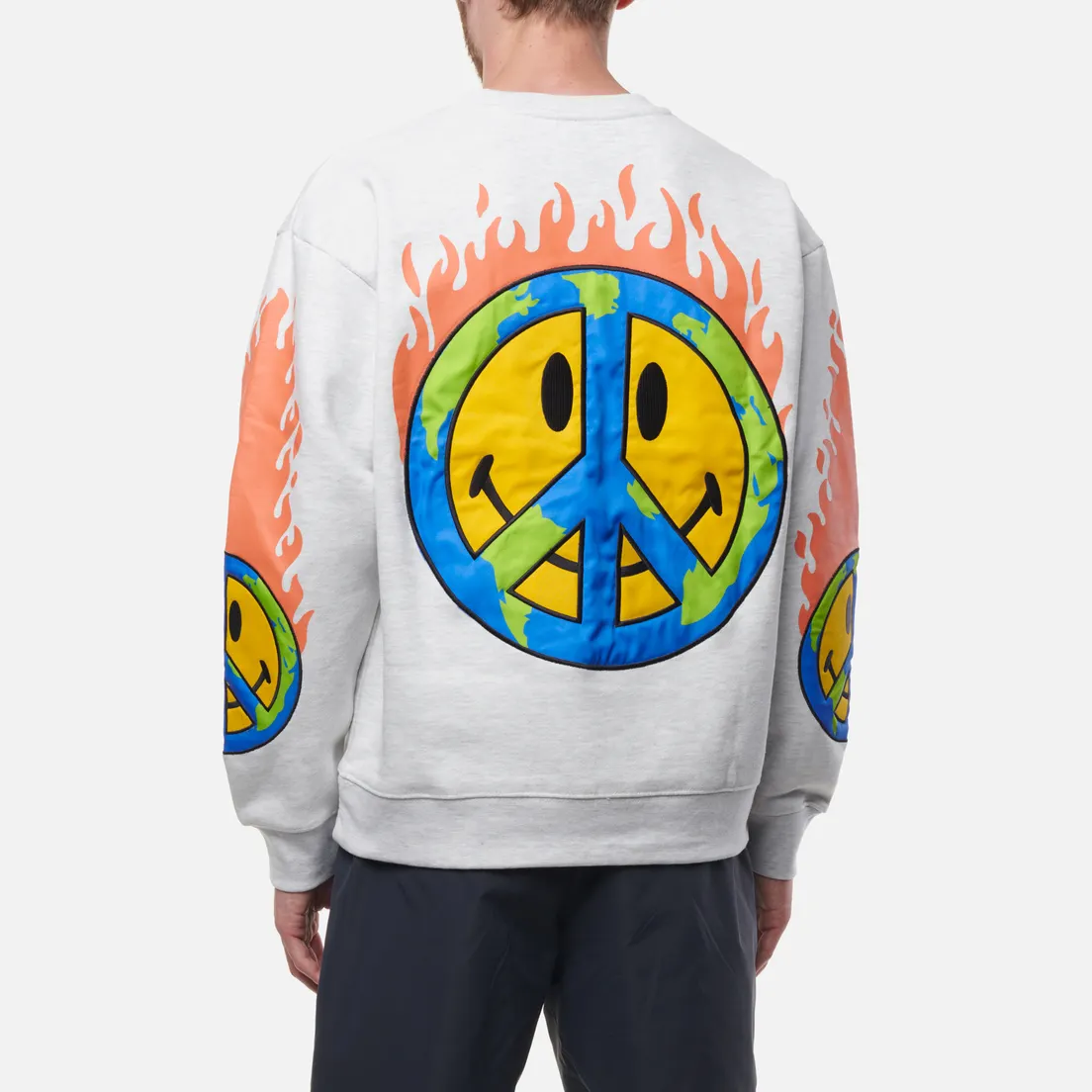 MARKET Мужская толстовка Smiley Earth On Fire Crew Neck