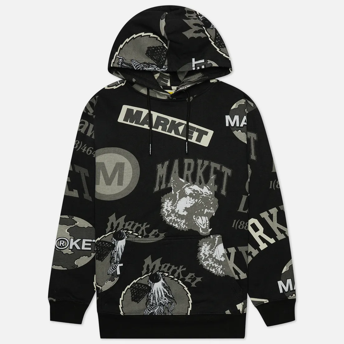 MARKET Мужская толстовка Monogram All Over Print Grayscale Hoodie