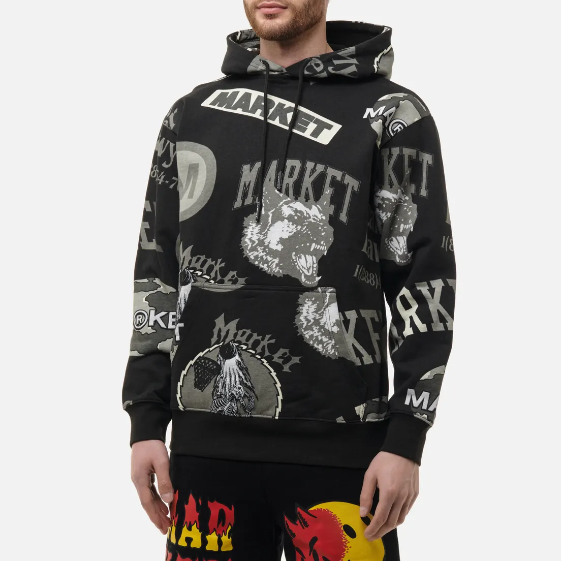 MARKET Мужская толстовка Monogram All Over Print Grayscale Hoodie