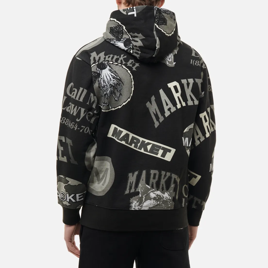 MARKET Мужская толстовка Monogram All Over Print Grayscale Hoodie