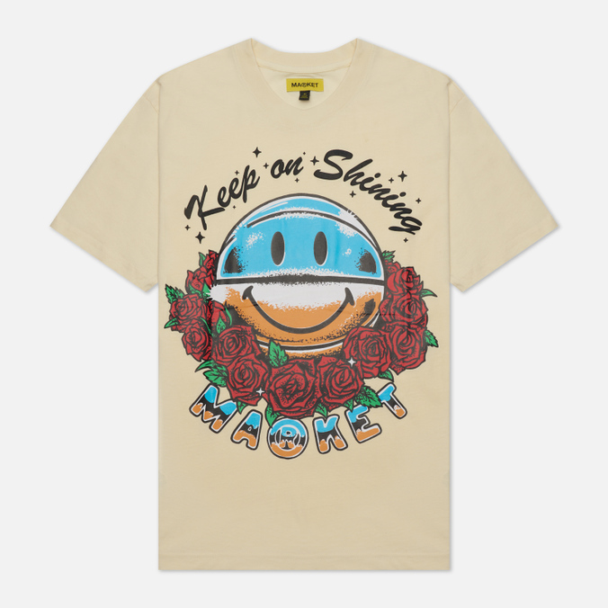 Мужская футболка MARKET, цвет бежевый, размер XL 399001061-1228 Smiley Keep On Shining - фото 1