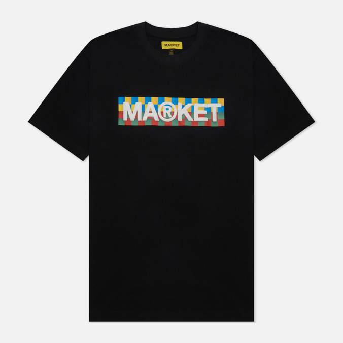 Мужская футболка MARKET, цвет чёрный, размер XL 399001063-0001 Checkered Bar Logo - фото 1