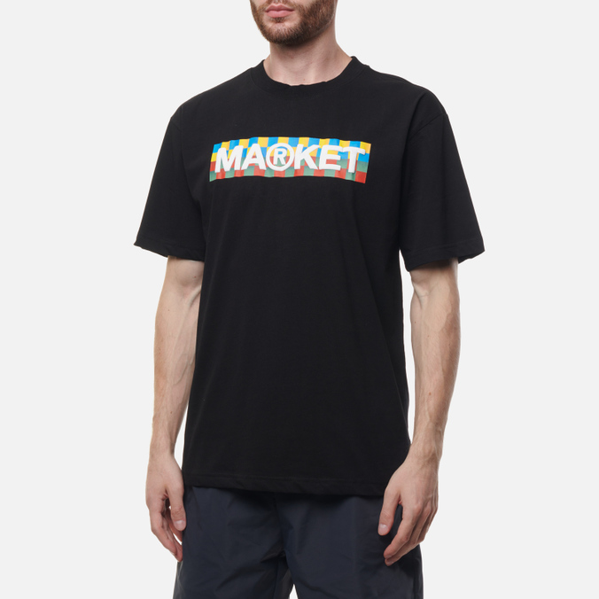 Мужская футболка MARKET, цвет чёрный, размер XL 399001063-0001 Checkered Bar Logo - фото 3