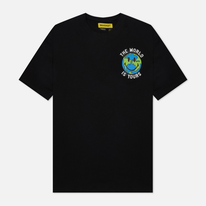 Мужская футболка MARKET, цвет чёрный, размер S 399001088-0001 Smiley Peace And Harmony World - фото 1