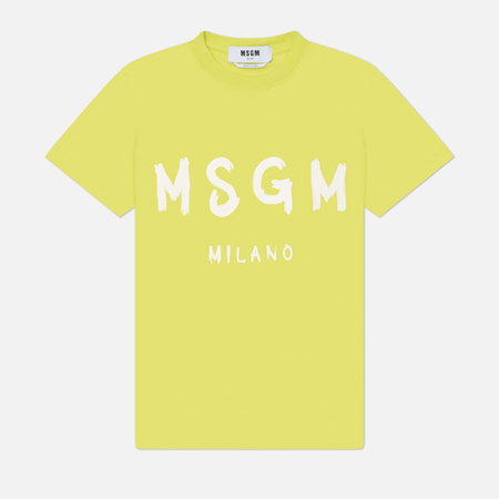 Женская футболка MSGM MSGM Brush Stroke Logo, цвет зелёный, размер L