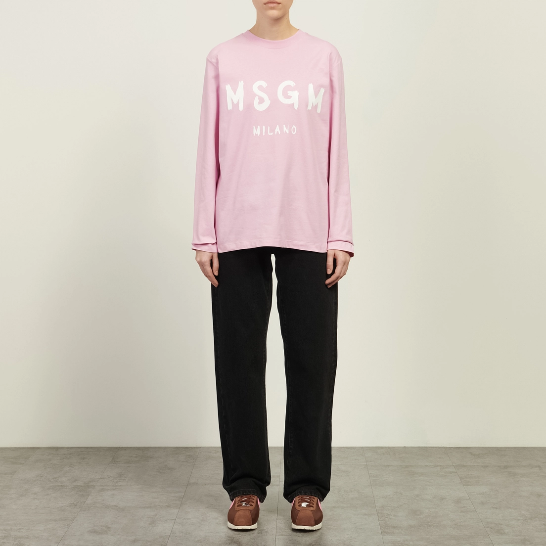 MSGM Женский лонгслив Brush Stroke Logo Cotton