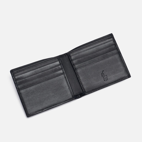 Кошелек Polo Ralph Lauren Gold Polo Pony Bill Fold Smooth Leather Black
