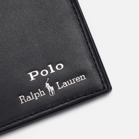 Кошелек Polo Ralph Lauren Gold Polo Pony Bill Fold Smooth Leather Black