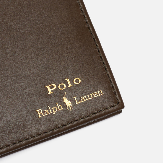 Кошелек Polo Ralph Lauren Gold Polo Pony Bill Fold Smooth Leather Olive