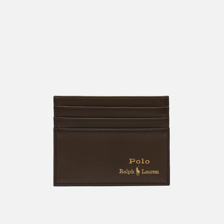 Держатель для карточек Polo Ralph Lauren Gold Polo Pony Smooth Leather, цвет коричневый