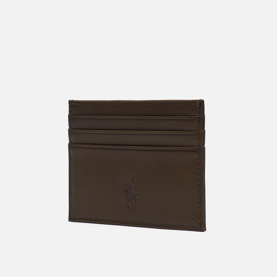 Держатель для карточек Polo Ralph Lauren Gold Polo Pony Smooth Leather Olive