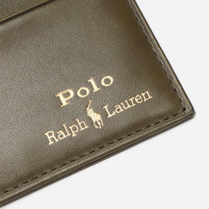 Держатель для карт Polo Ralph Lauren, цвет зелёный, размер UNI 405-803867-005 Gold Polo Pony Smooth Leather - фото 4