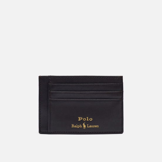 Держатель для карточек Polo Ralph Lauren Gold Polo Pony Money Clip Smooth Leather Brown