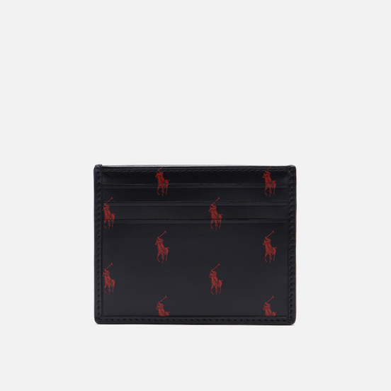 Держатель для карточек Polo Ralph Lauren All Over Pony Leather Black/Red