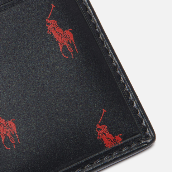 Держатель для карточек Polo Ralph Lauren All Over Pony Leather Black/Red