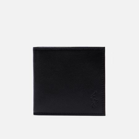 Кошельки Кошелек Polo Ralph Lauren Pebbled Leather Billfold Coin, цвет чёрный