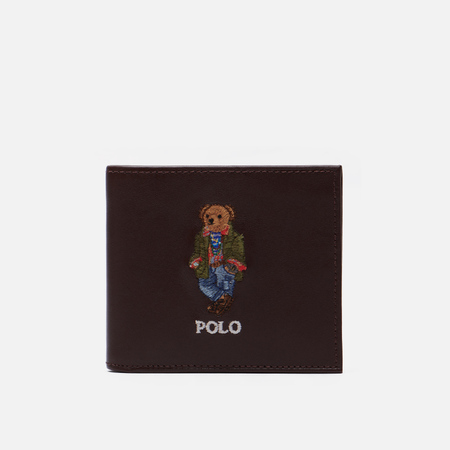 Кошельки Кошелек Polo Ralph Lauren Polo Bear Embroidered Leather Billfold, цвет коричневый
