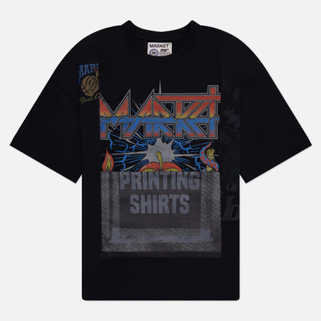 фото Мужская футболка market reverse weave 6 panel rework 1, цвет чёрный, размер s