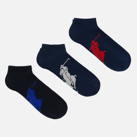 Комплект носков Polo Ralph Lauren Big Pony Low 3-Pack, цвет комбинированный, размер 40-46 EU