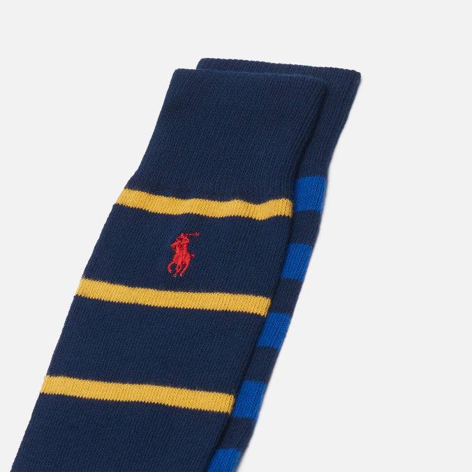 Комплект носков Polo Ralph Lauren, цвет комбинированный, размер 40-46 449-856172-001 Cotton Stripes Embroidered Polo Pony 2-Pack - фото 2