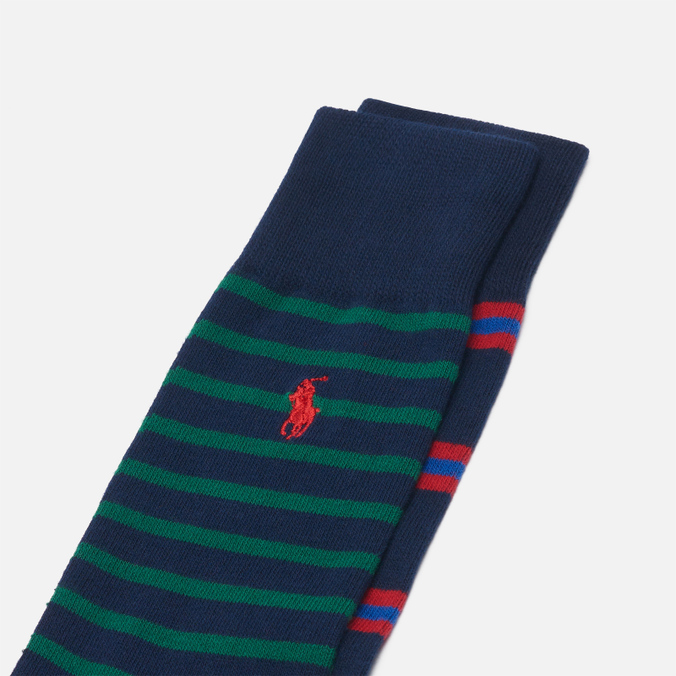 Комплект носков Polo Ralph Lauren, цвет комбинированный, размер 40-46 449-856172-002 Cotton Stripes Embroidered Polo Pony 2-Pack - фото 2