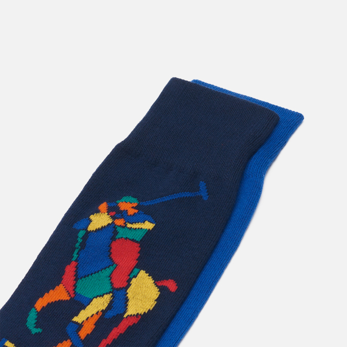 Комплект носков Polo Ralph Lauren, цвет синий, размер 40-46 449-856173-001 Graphic Spectra & Embroidered Pony 2-Pack - фото 2