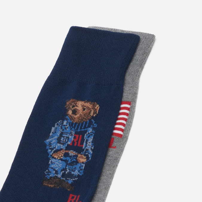 Комплект носков Polo Ralph Lauren, цвет комбинированный, размер 40-46 449-856180-004 Large Bear & USA Flag 2-Pack - фото 2