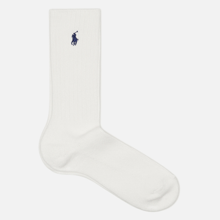 Носки Polo Ralph Lauren Stretch Cotton Blend Crew Single, цвет белый, размер 40-46 EU