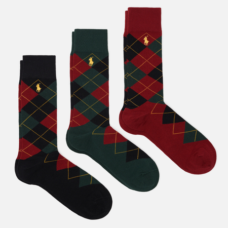Комплект носков Polo Ralph Lauren Argyle Crew Combed Cotton 3-Pack, цвет комбинированный, размер 40-46 EU