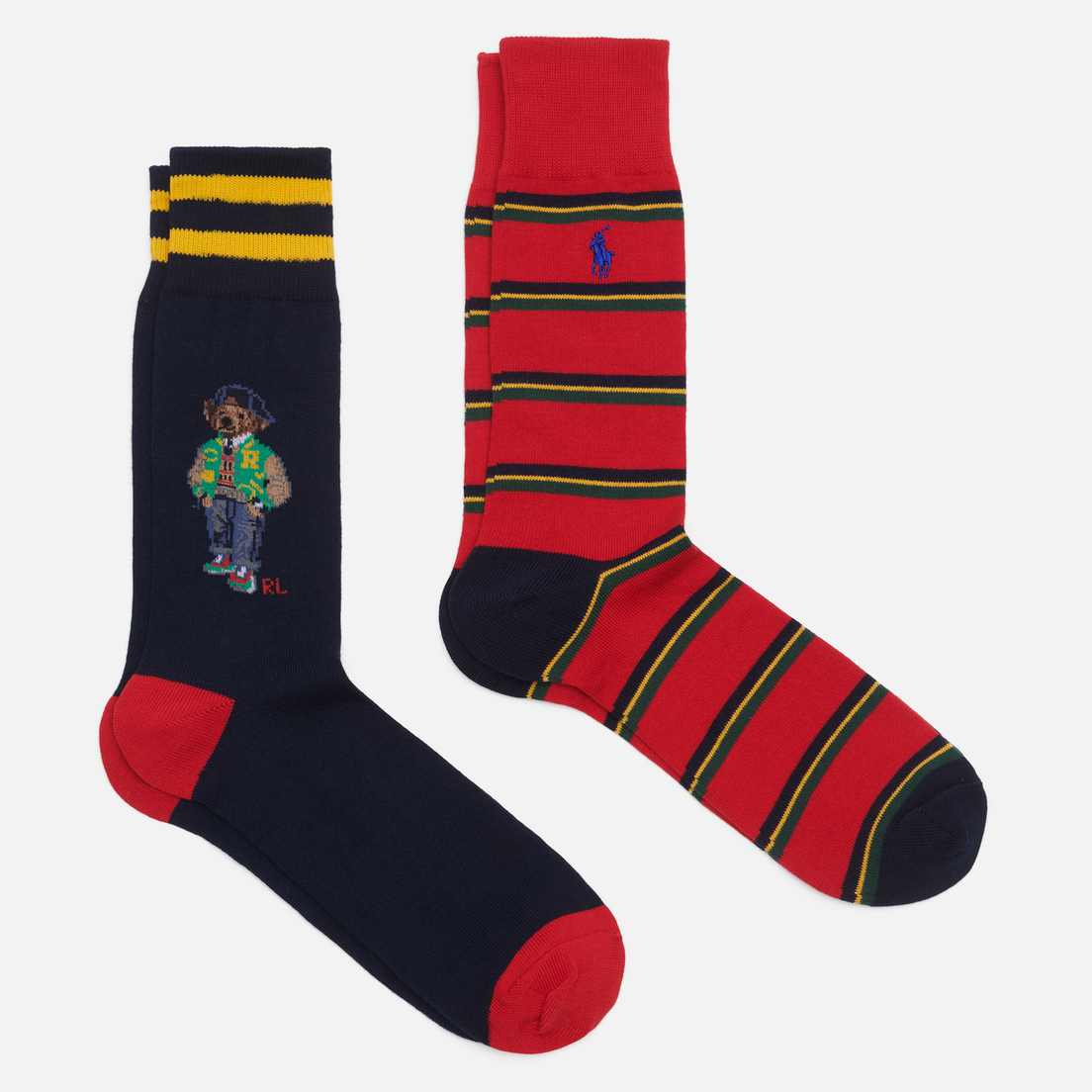Polo Ralph Lauren Комплект носков Heritage Bear & Stripe Crew 2-Pack