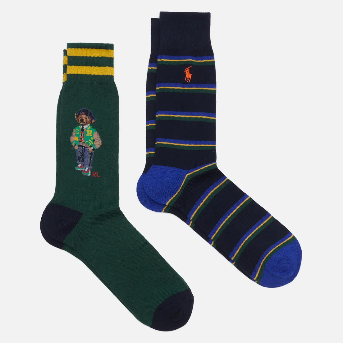 Polo Ralph Lauren Комплект носков Heritage Bear & Stripe Crew 2-Pack