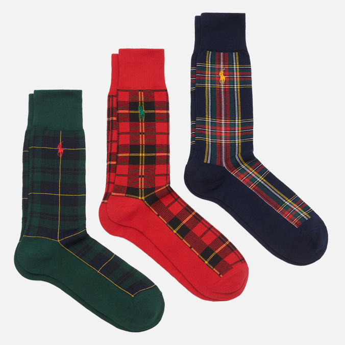 Комплект носков Polo Ralph Lauren Tartan Crew Gift Box 3-Pack