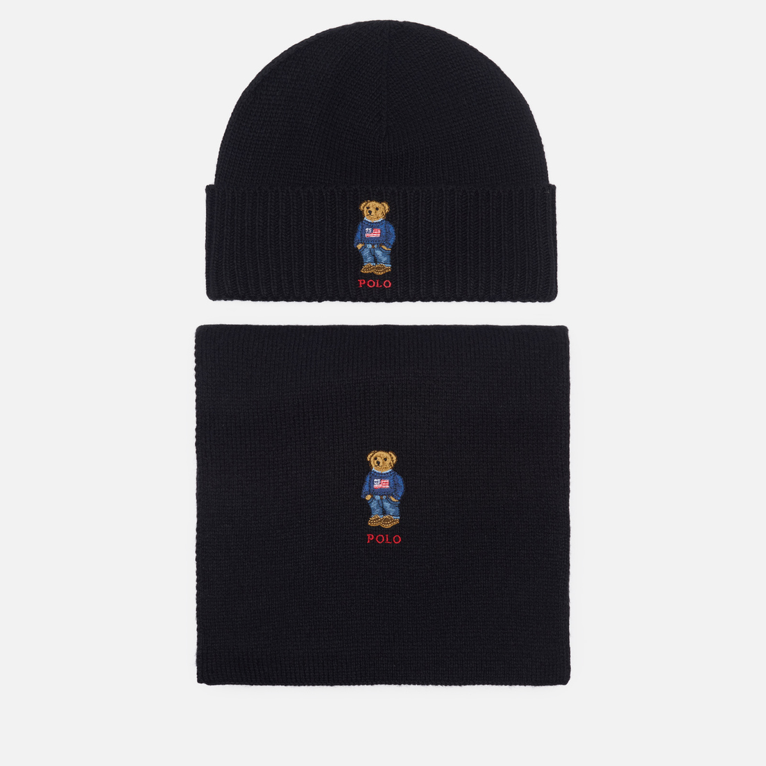 Polo Ralph Lauren Подарочный набор Flag Bear Beanie & Scarf Gift Box