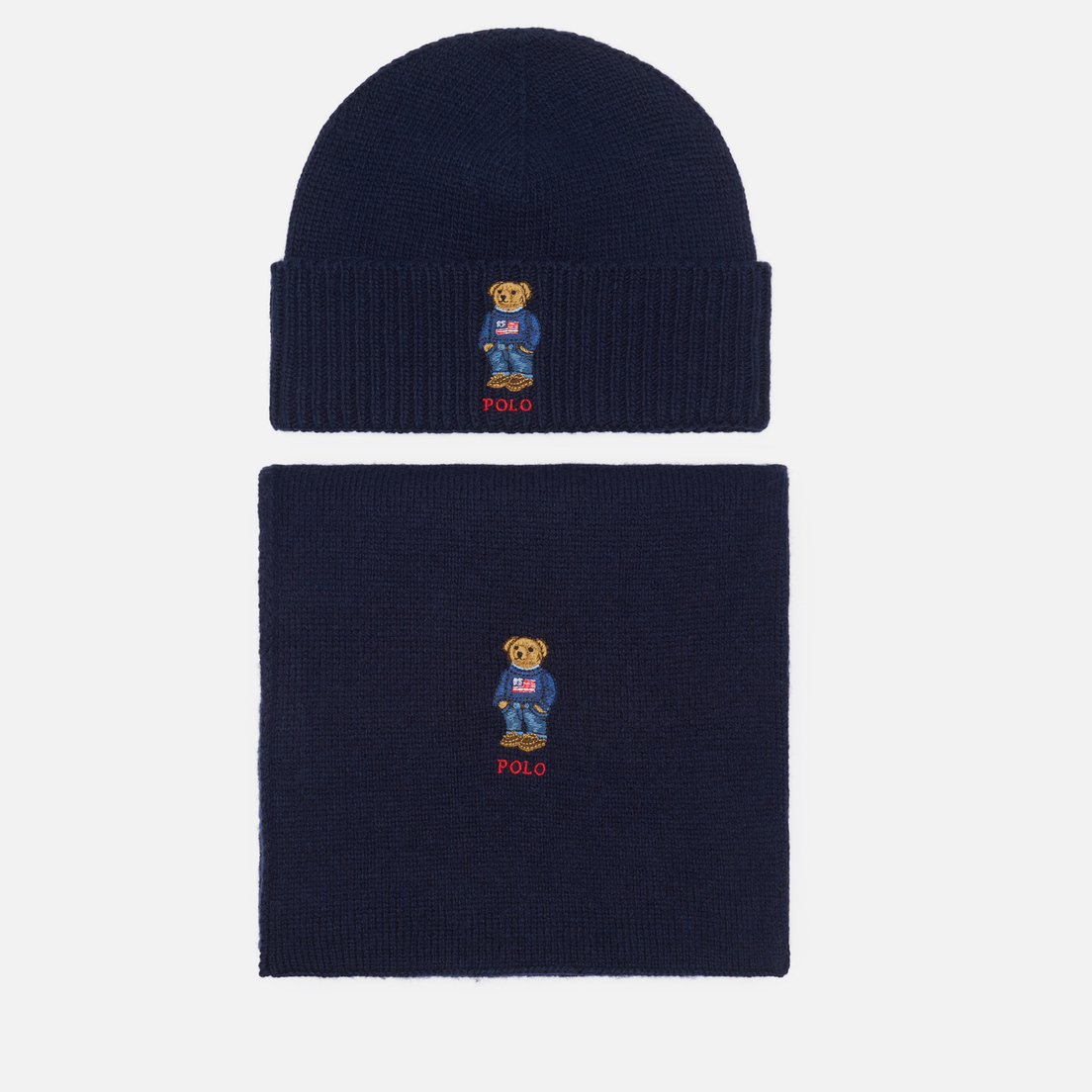 Polo Ralph Lauren Подарочный набор Flag Bear Beanie & Scarf Gift Box