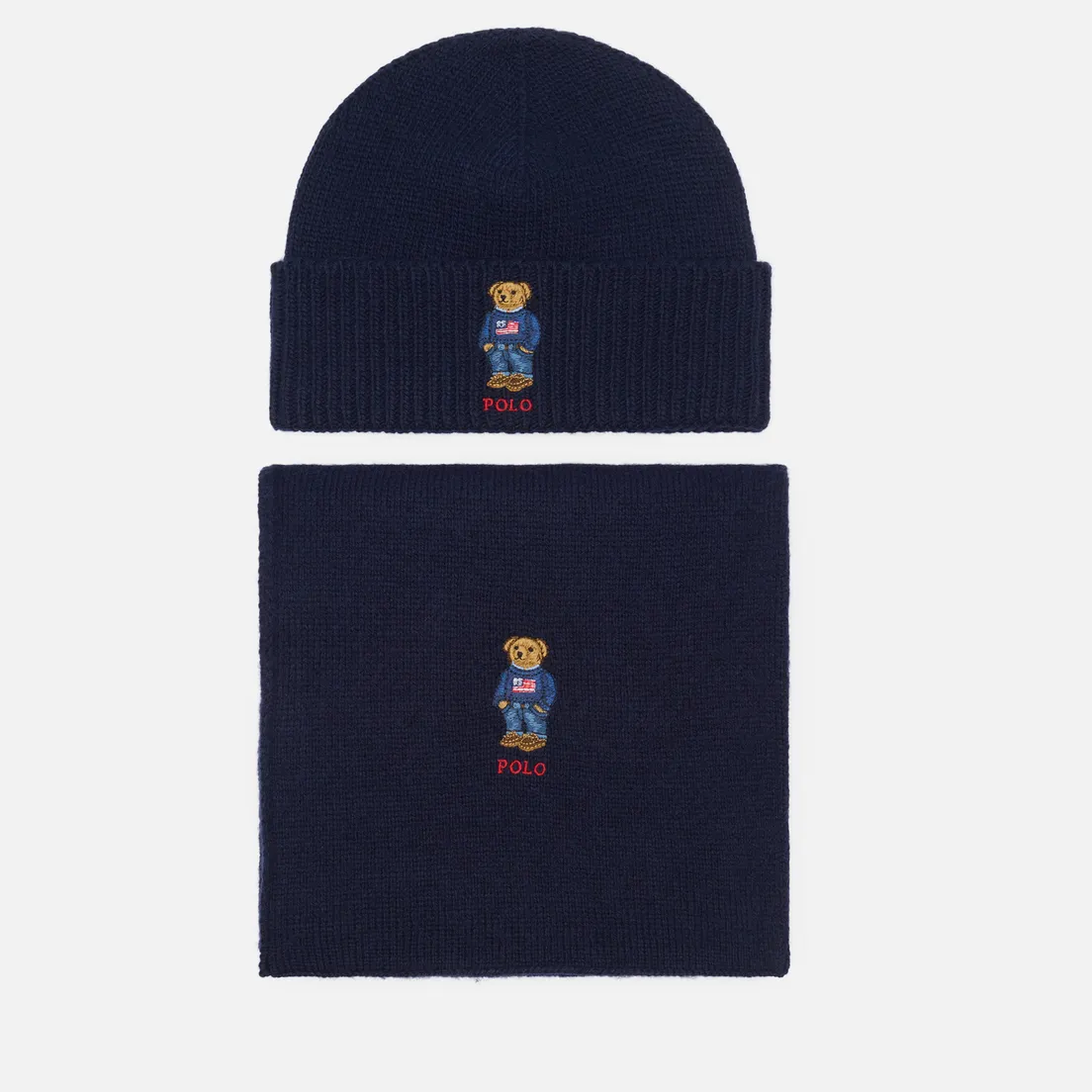 Polo Ralph Lauren Подарочный набор Flag Bear Beanie & Scarf Gift Box