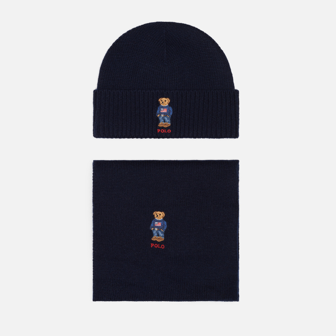 Подарочный набор Polo Ralph Lauren Flag Vintage Bear Beanie & Scarf Gift Box