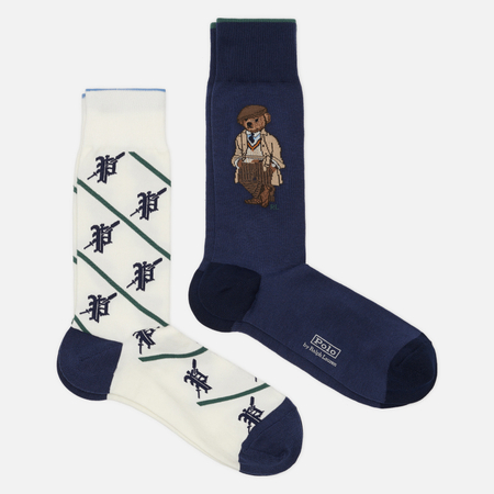 Комплект носков Polo Ralph Lauren Charles Bear & Gothic P Crew 2-Pack, цвет комбинированный, размер 42-46 EU