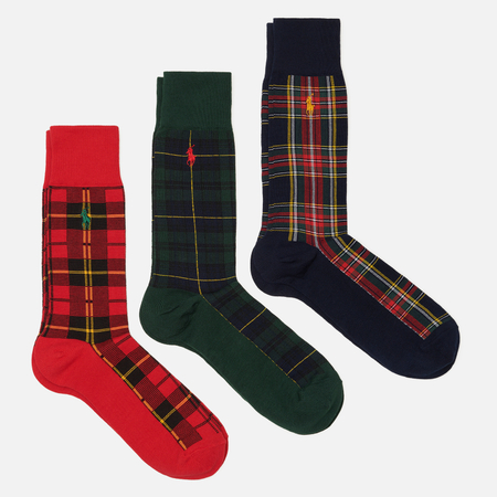 Комплект носков Polo Ralph Lauren Tartan Gift Box 3-Pack, цвет комбинированный, размер 40-46 EU