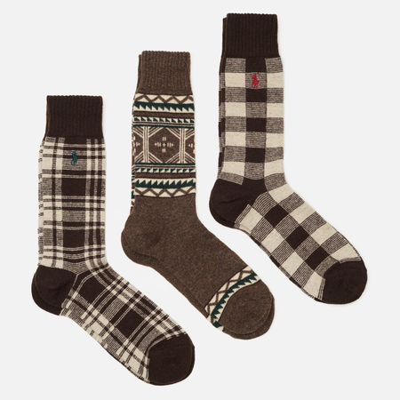 Комплект носков Polo Ralph Lauren Northwest Passage Gift Box 3-Pack, цвет коричневый, размер 40-46 EU
