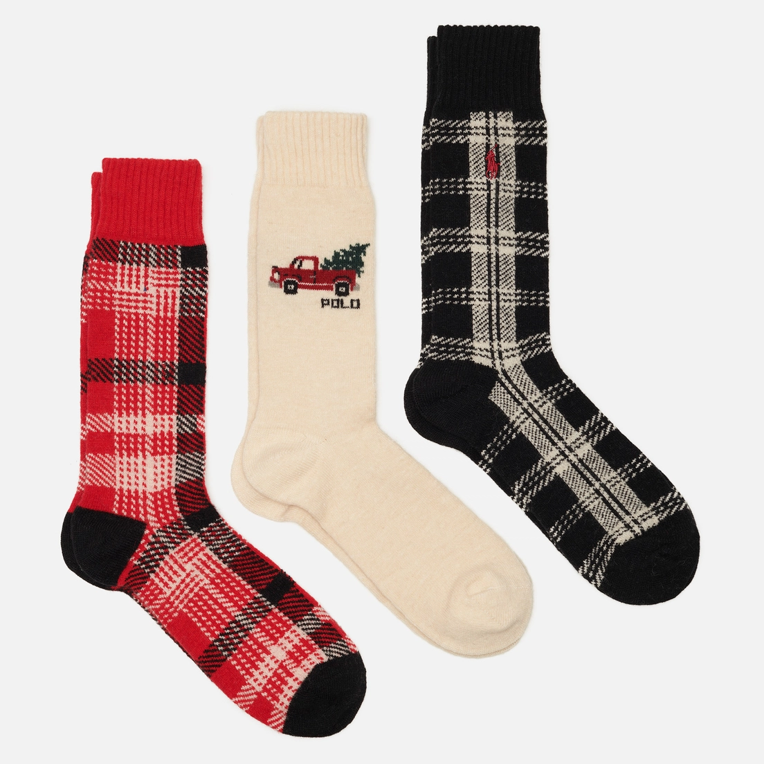 Polo Ralph Lauren Комплект носков Truck-Intarsia & Plaid Gift Box 3-Pack