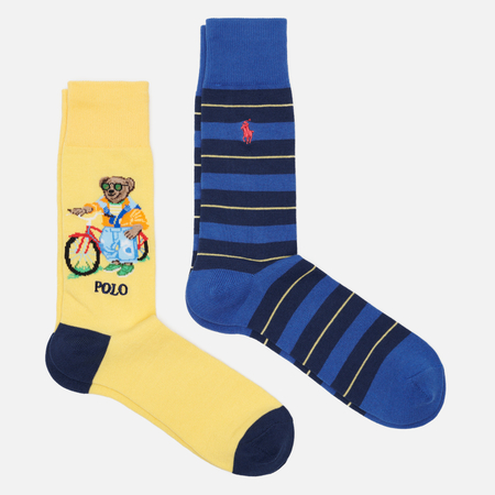 Комплект носков Polo Ralph Lauren Harbour Island Bear Crew 2-Pack, цвет комбинированный, размер 40-46 EU