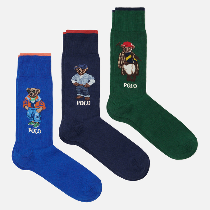 Комплект носков Polo Ralph Lauren Seasonal Bears Crew 3-Pack Gift Box